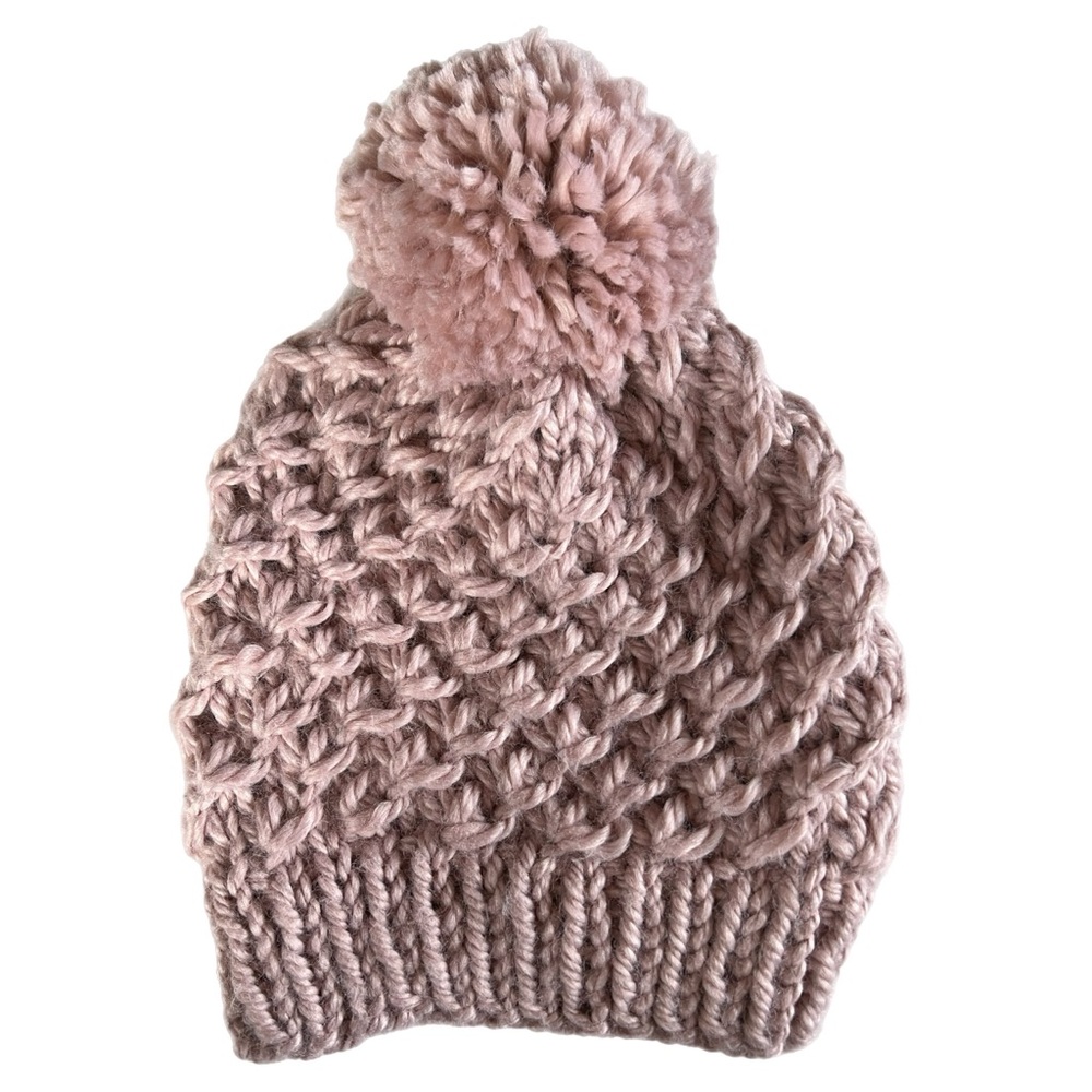 Cozyβ Handmade Knit Pom-Pom Beanie - pale pink
